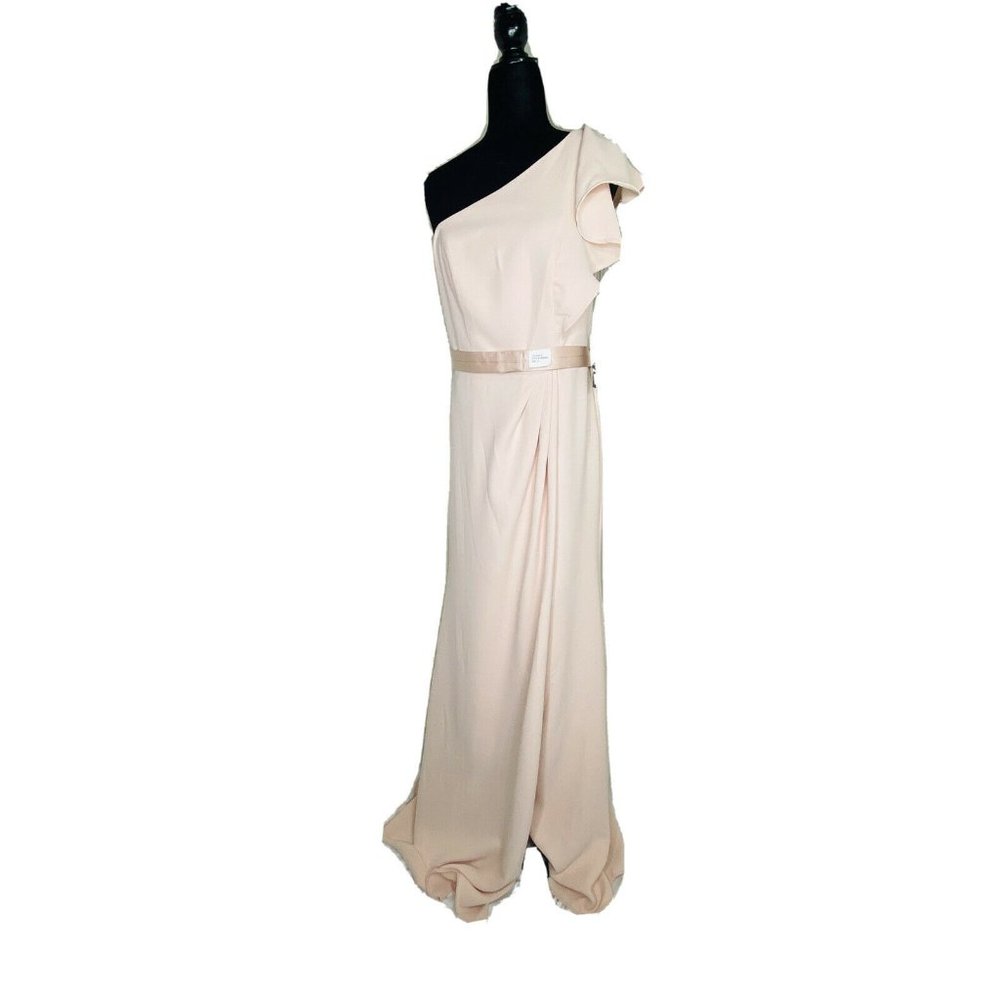White By Vera Wang Bridesmaid Ruffled Double Cloth Dress Pink 10 New with tags - Picture 9 of 12